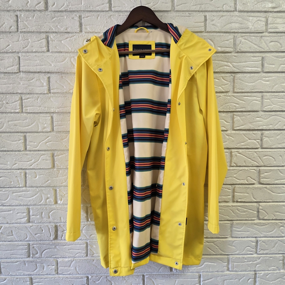 Pendleton Yellow Hooded Raincoat with Striped Lining